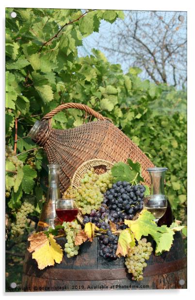 vineyard grape and wine Acrylic by goce risteski