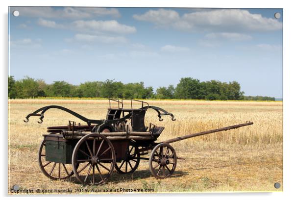 old fire car coach on field Acrylic by goce risteski