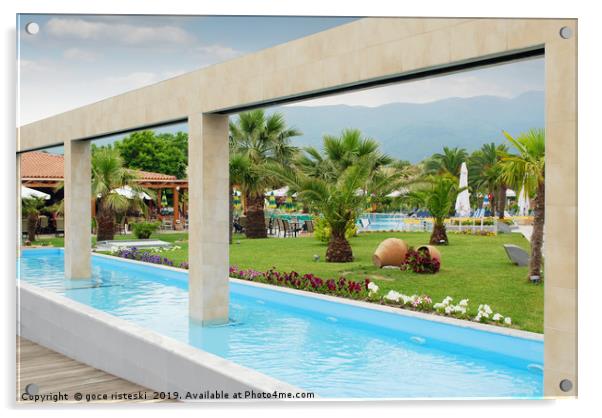luxury resort summer vacation scene Acrylic by goce risteski