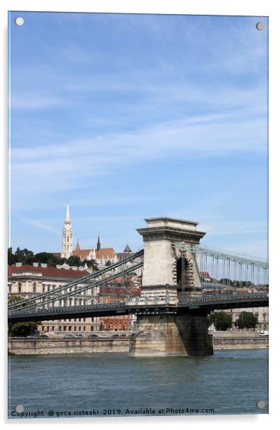 famous chain bridge Budapest Hungary Acrylic by goce risteski