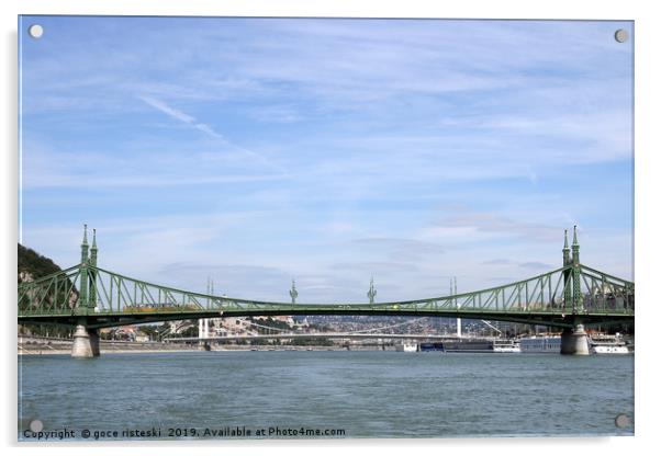 Liberty bridge on Danube river Budapest Acrylic by goce risteski