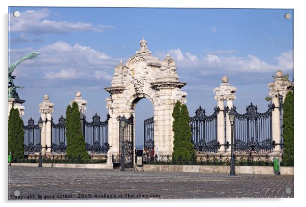 stone gate and fence Buda royal castle Budapest Acrylic by goce risteski