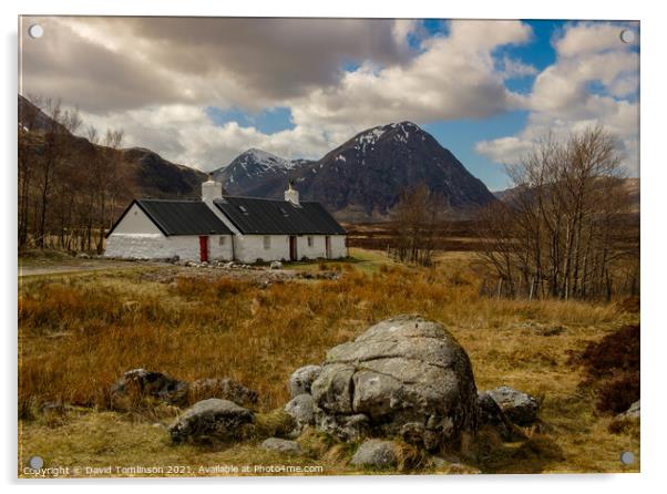 Blackrock cottage - Glencoe Scotland  Acrylic by David Tomlinson