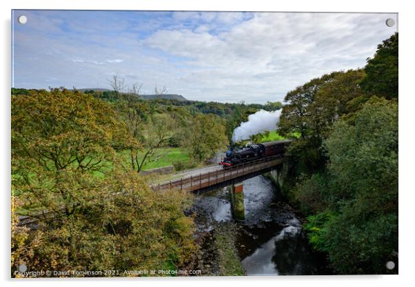 41312 crosses the river Irwell  Acrylic by David Tomlinson