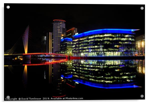  Media City -  Salford Quays Manchester  Acrylic by David Tomlinson