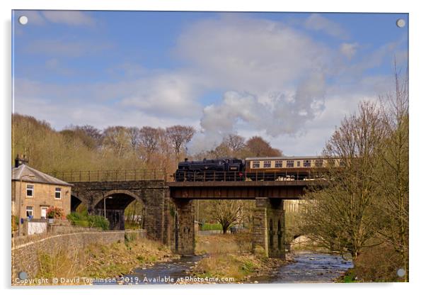 Standard class 4 Tank 80080 at Summerseat Viaduct  Acrylic by David Tomlinson