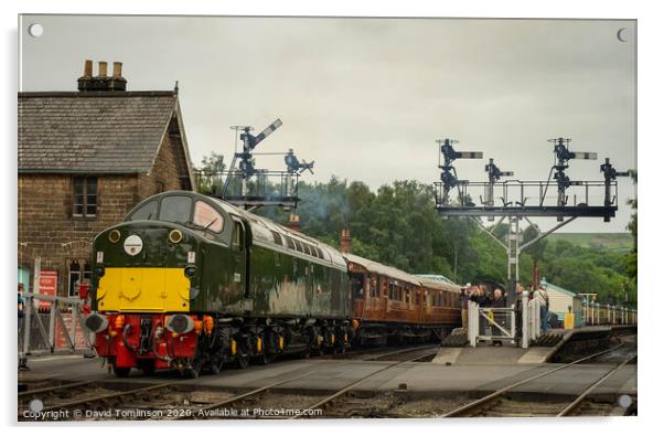 Class 40 D213 Andania departs Grosmont  Acrylic by David Tomlinson