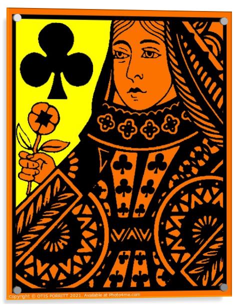 QUEEN OF CLUBS GOLD Acrylic by OTIS PORRITT