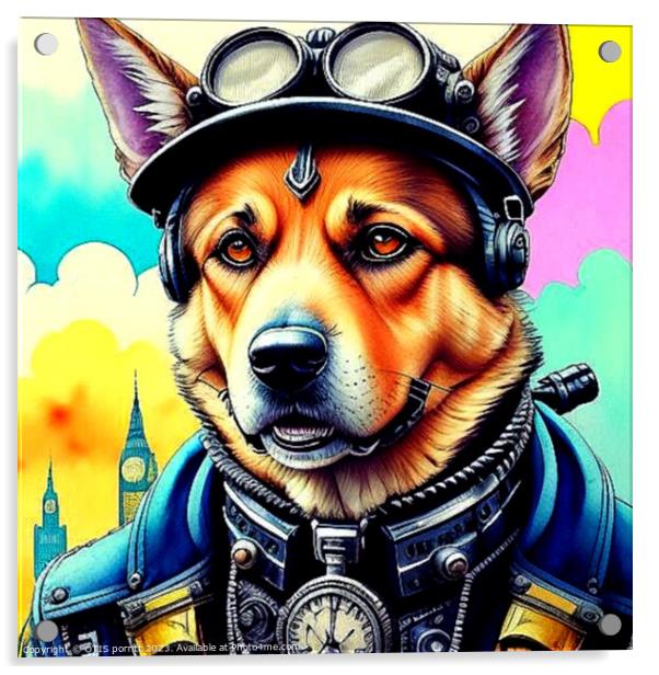 STEAMPUNK GERMAN SHEPHERD 4 Acrylic by OTIS PORRITT