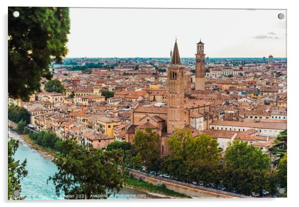 Panoramic from the top of the Castle of Verona, with a view of t Acrylic by Joaquin Corbalan