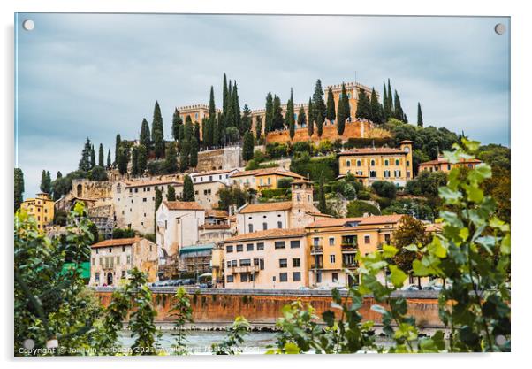 Verona, italy - october 1, 2021: Verona castle and houses around Acrylic by Joaquin Corbalan