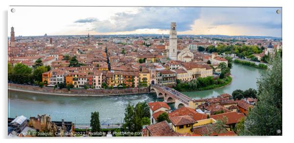 Panoramic from the top of the Castle of Verona, with a view of t Acrylic by Joaquin Corbalan