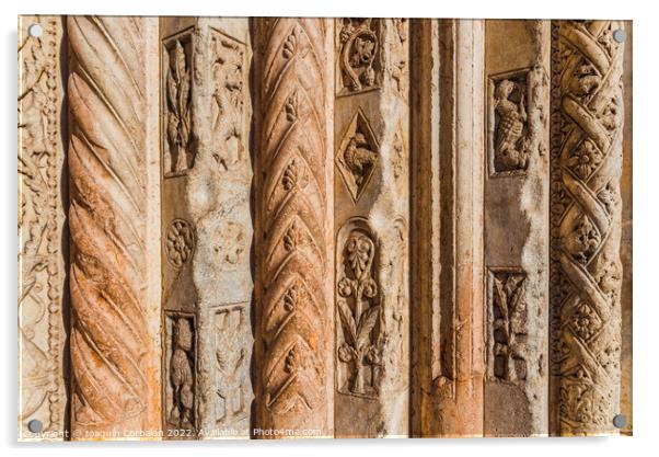 Detail of the engravings in the rock of the columns of the Duomo Acrylic by Joaquin Corbalan