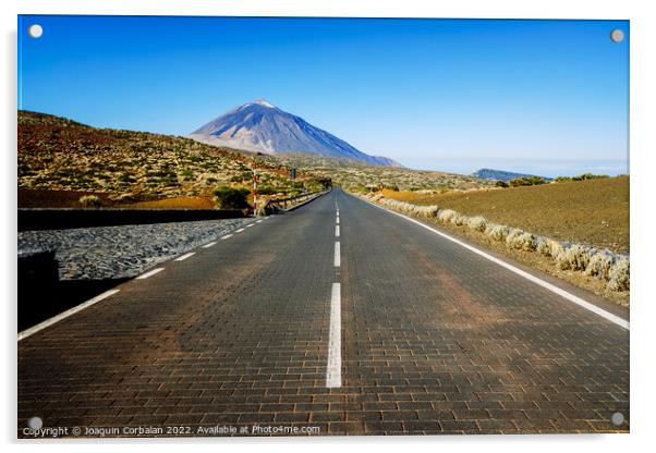 A paved road leads adventurous tourists to the highest peak in S Acrylic by Joaquin Corbalan