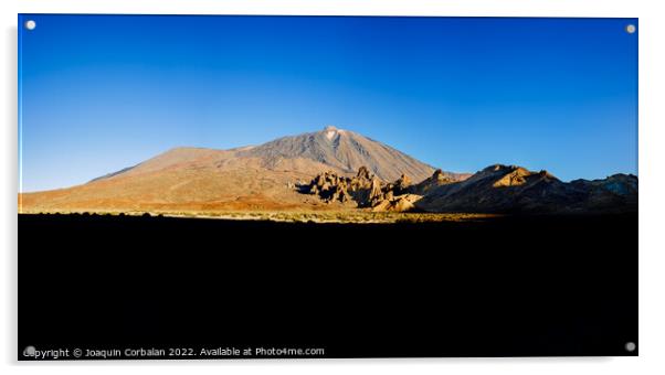impressive view of the Teide volcano with the snowy peak in the  Acrylic by Joaquin Corbalan