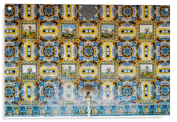 Traditional decorative tile with motifs from Castilla-La Mancha  Acrylic by Joaquin Corbalan