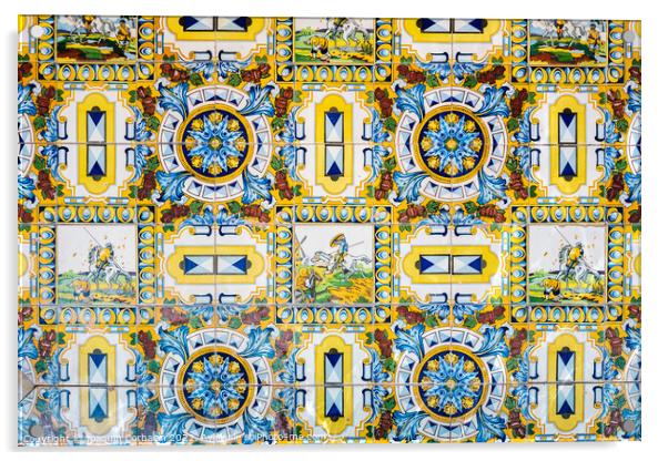 Traditional decorative tile with motifs from Castilla-La Mancha  Acrylic by Joaquin Corbalan