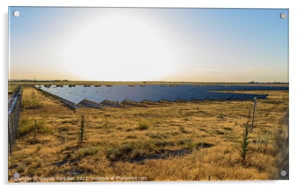 A semi-desert field with solar panels to generate electricity at Acrylic by Joaquin Corbalan