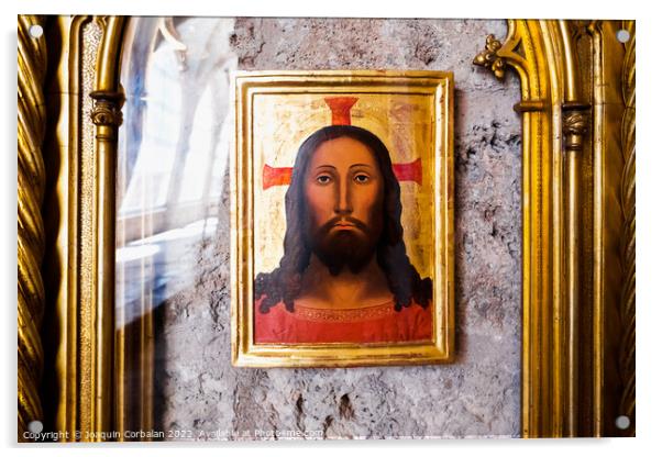 Drawing of the face of Christ in an old painting in the cathedra Acrylic by Joaquin Corbalan