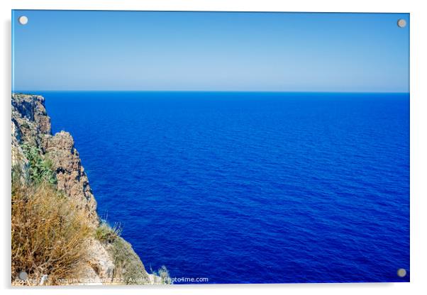 Intense blue sea, relaxing background of the coast seen from abo Acrylic by Joaquin Corbalan
