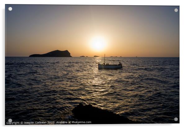 Several yachts and boats anchored near the coast relax watching  Acrylic by Joaquin Corbalan