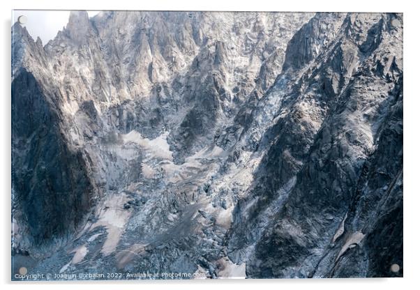 Rugged and dangerous mountain peaks high in the Alps losing thei Acrylic by Joaquin Corbalan