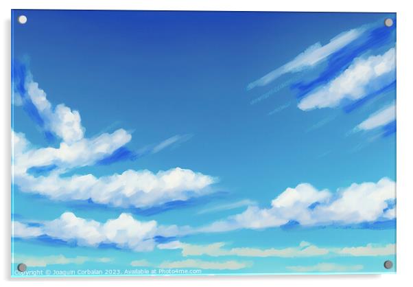 Beautiful pictorial sky of azure blue for background of illustra Acrylic by Joaquin Corbalan