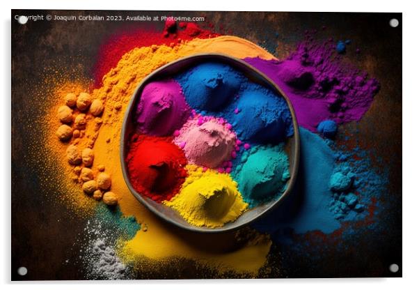 Colored chalk powder for the Indian festival of Holi, viewed fro Acrylic by Joaquin Corbalan