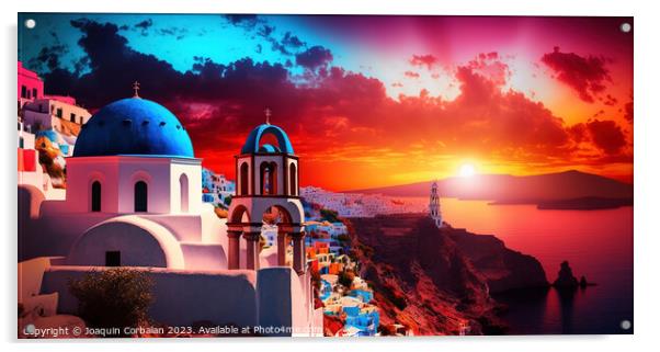 A stunning panoramic view of the Mediterranean Sea, Mikonos icon Acrylic by Joaquin Corbalan