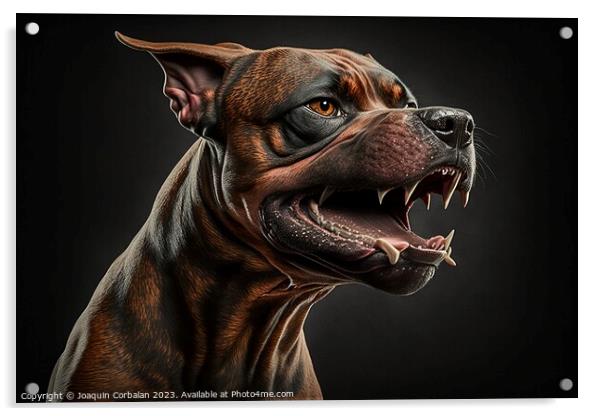 A studio portrait of a single canine pet, capturing the mammals  Acrylic by Joaquin Corbalan