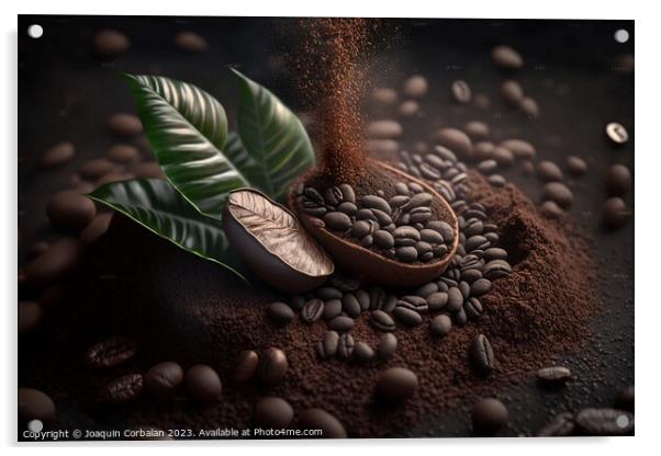Ground cocoa powder, food studio photo. Ai generated. Acrylic by Joaquin Corbalan