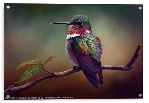 Gorgeous hummingbird, beautiful portrait of the bird animal with Acrylic by Joaquin Corbalan