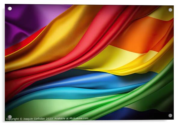 Waving gay flag in bright colors. Acrylic by Joaquin Corbalan