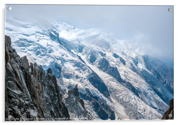 Spectacular mountain crags between glaciers in the alps. Acrylic by Joaquin Corbalan