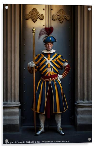 Representation of the guards of the Swiss guard of Acrylic by Joaquin Corbalan