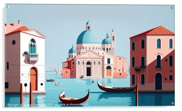 Venice, Tourist postcard of landscape topics, simple flat design Acrylic by Joaquin Corbalan