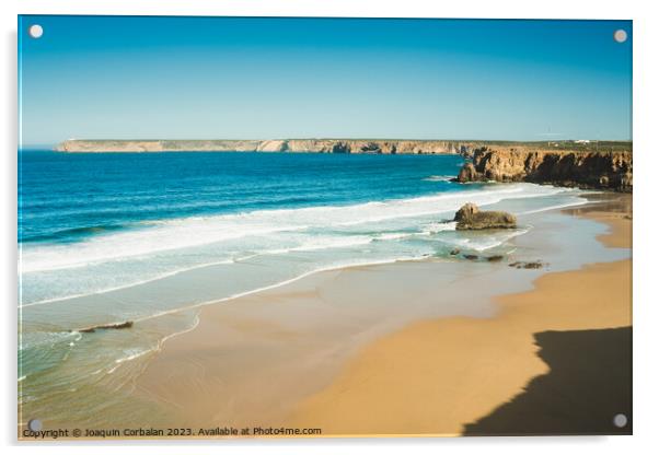 Beautiful beaches of fine sand and high, slender cliffs, one mor Acrylic by Joaquin Corbalan