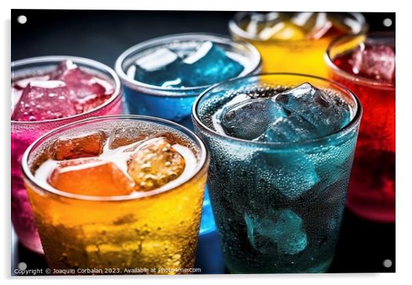 Refreshing drinks with soda, in vibrant and striking colors. Ai  Acrylic by Joaquin Corbalan