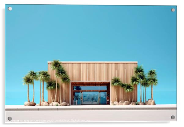 Design of the minimalist facade of a local with a single floor,  Acrylic by Joaquin Corbalan