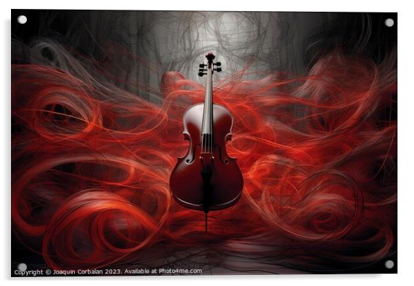 Illustration with a violin and inspiring lines of abstract desig Acrylic by Joaquin Corbalan