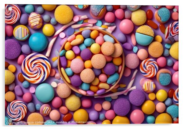Abstract background with colored candies. Ai gener Acrylic by Joaquin Corbalan