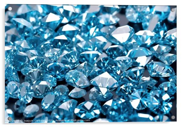 Small genuine diamonds shining on a dark background. Acrylic by Joaquin Corbalan