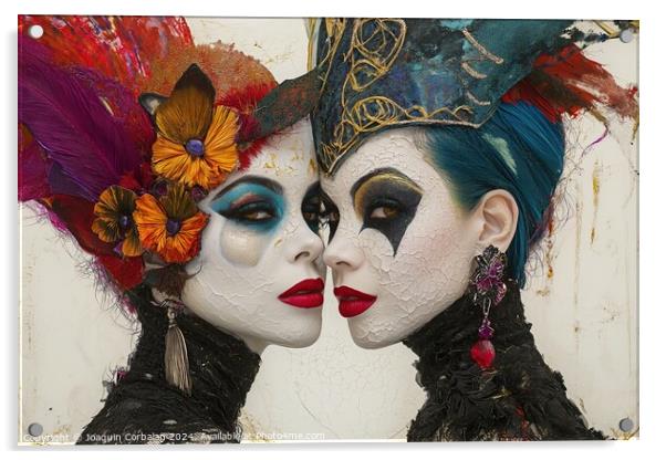 Two individuals adorned in face paint, showcasing  Acrylic by Joaquin Corbalan