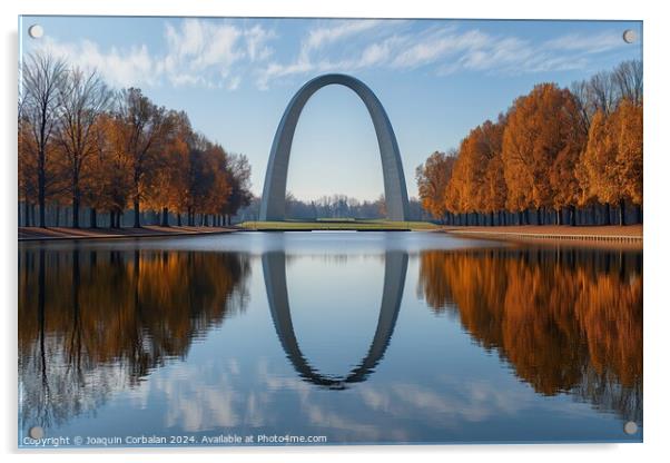 Gateway Arch in St. Louis , A large monument stand Acrylic by Joaquin Corbalan