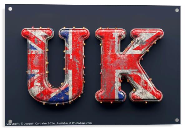 A stunning photo showcasing the letter UK painted with the vibrant colors of the British flag. Acrylic by Joaquin Corbalan