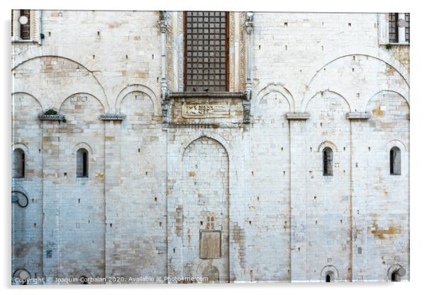 Stone walls of the medieval cathedral of San Nicolas di Bari. Acrylic by Joaquin Corbalan