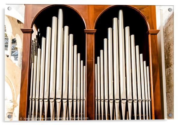 Detail of an organ in Cathedral Bari to play pieces of music during religious celebrations. Acrylic by Joaquin Corbalan