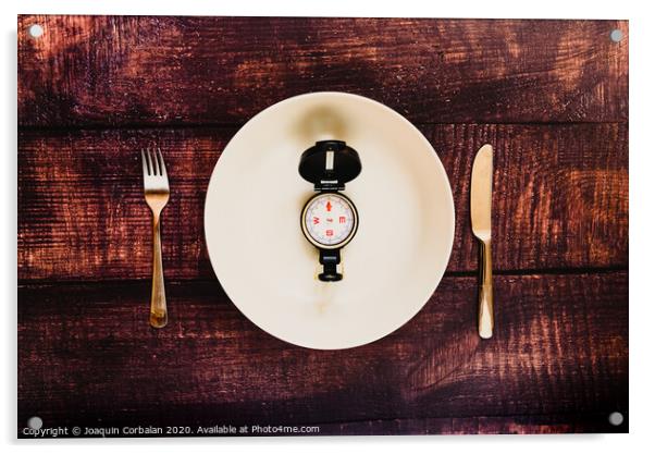 Intermittent fasting diet to lose weight illustrated with an empty plate. Acrylic by Joaquin Corbalan