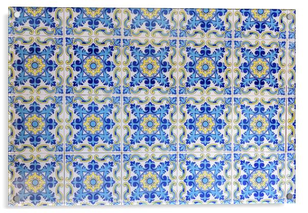 Typical Valencian tiles and slabs used to decorate the walls of the Barracas. Acrylic by Joaquin Corbalan