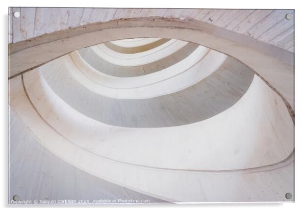Circular concrete construction, abstract geometry background of light and bright tones. Acrylic by Joaquin Corbalan